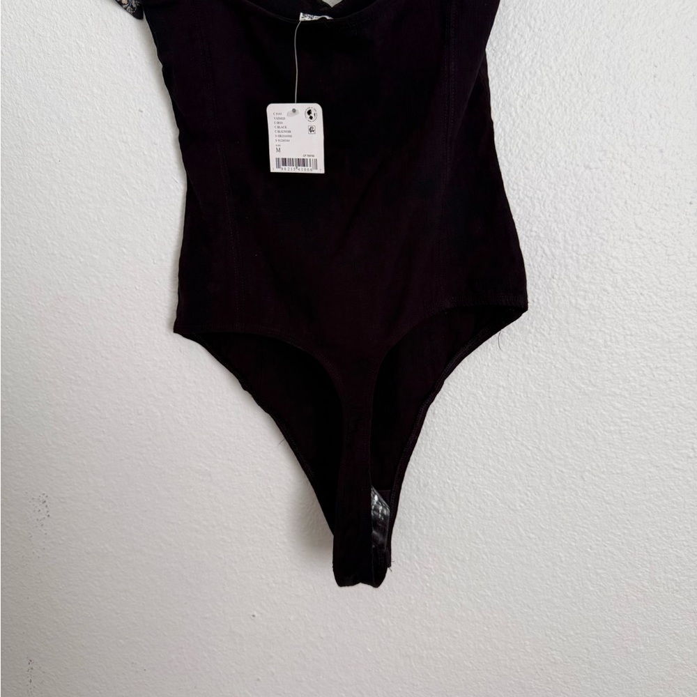 Free people Movement by Free People Black Bodysuit with Floral Accents - Picture 7 of 8